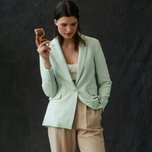 Anthropologie Maeve Moss Mint Green Blazer
